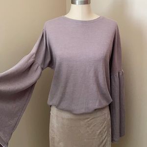 Bell-Sleeve Waffle Weave Top/Sleepwear